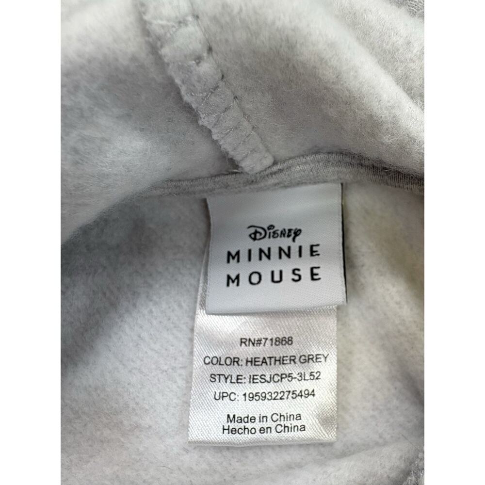 Disney Minnie Mouse Heather Gray Hooded Sweatshirt Embroidered Minnie Small - Picture 7 of 10
